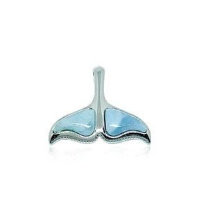 S. Silver and Larimar Whale Tail Pendant - 16 mm (width)