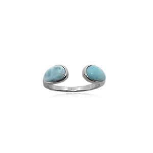 S. Silver and Larimar Eternity Open Ring (Large)