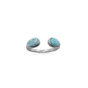 S. Silver and Larimar Eternity Open Ring (Small)