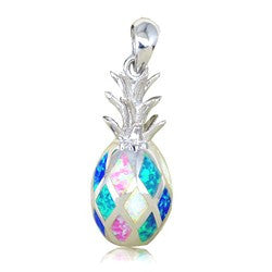 Sterling Silver Rainbow Opal Pineapple Pendant~Small
