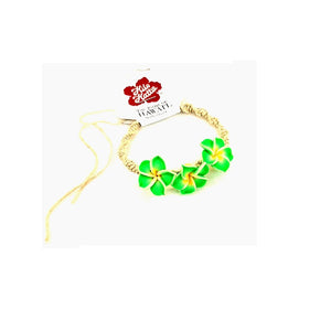 Green Fimo 3 Plumeria String Bracelet