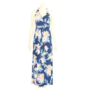 Summer's Fashion Twist Halter Floral Long Dress