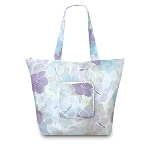 Deluxe Foldable Tote, Modern Hibiscus