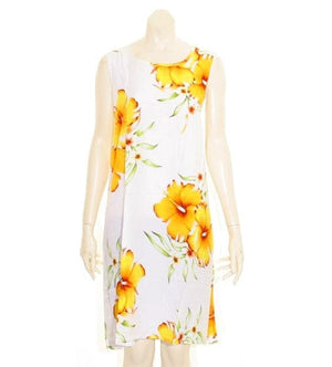 Island  Tye Dye Tank Dress - White/Yellow