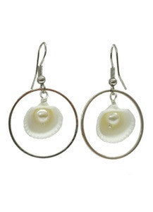 White Mother of Pearl Cockle Shell Earrings