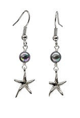 Starfish Charm Black Mother of Pearl Earrings