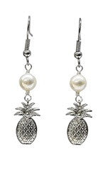Pineapple Charm White Mother of Pearl Earrings