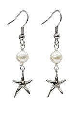 Starfish Charm White Mother of Pearl Earrings