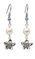 Plumeria Charm White Mother of Pearl Earrings