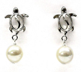 White Mother of Pearl Honu Charm Earrings