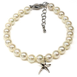 White Mother of Pearl Starfish Charm Bracelet
