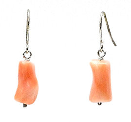 Pink Coral Tube Earrings