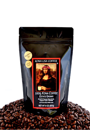 Kona Lisa 100% Kona Estate Coffee, MACADAMIA NUT Flavor (7oz) Whole Bean