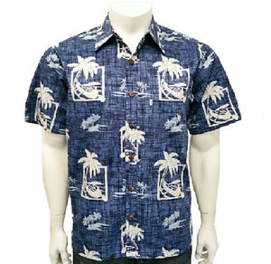 Men's Palm Canoe Reverse Print Aloha Shirt H73870