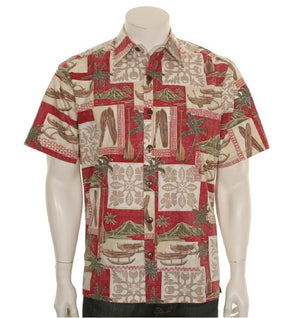 Men's Quilt Canoe Reverse Print Aloha Shirt  H73087