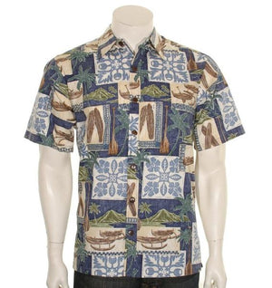 Men's Quilt Canoe Reverse Print Aloha Shirt  H73087