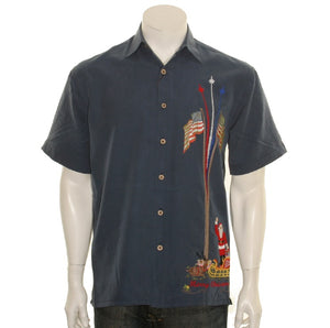 Bamboo Cay "Santa's Salute" - Men's Aloha Shirt (SN 3333) - NAVY