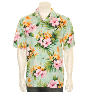 Pink Hibiscus Rayon Mens Aloha Shirt