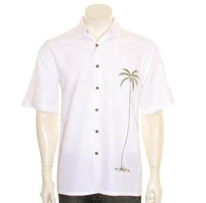Bamboo Cay "Single Palm Island - Off White" - Men's Aloha Shirt (WB 1003T)