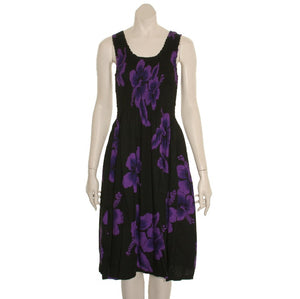 Short Purple Hibiscus Smock Dress