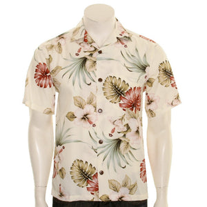 Cream Floral Rayon Aloha Shirt (10104-TEH210)