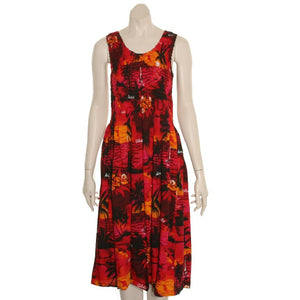 Short Palm Smock Dress (Red)