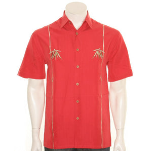 Bamboo Cay "Dual Bamboos" - Men's Aloha Shirt (WB601T-TMT)- Tomato