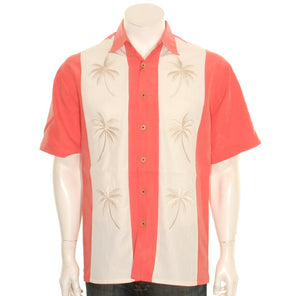 Bamboo Cay "Pacific Paneled Palms - Salmon" - Men's Aloha Shirt (WB 2002RE)