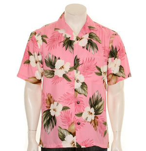 Pink Floral Rayon Aloha Shirt (10104-TBD005)