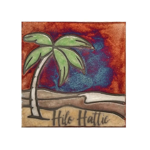 Raku Potteryworks - Hilo Hattie Palm Scene Coaster - 1 piece