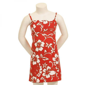 Classic Hibiscus Girls Fitted Strap Dress