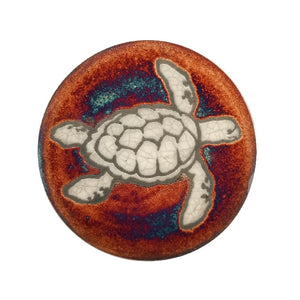Raku Potteryworks - Sea Turtle Coaster - 1 piece