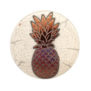 Raku Potteryworks - Pineapple Crackle Coaster - 1 piece