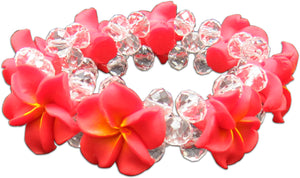 RED - FIMO FLOWER BLING BRACELET