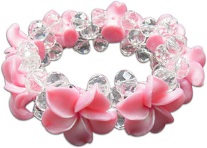 ROSEY PINK - FIMO FLOWER BLING BRACELET