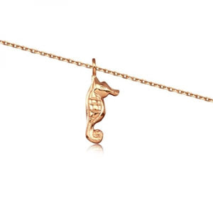 Rose Silver Seahorse Necklace 18"