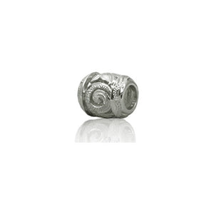 Sterling Silver Hawaiian Rhodium Cut-in Scroll Bead