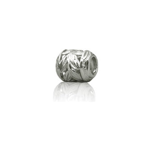 Sterling Silver Hawaiian Rhodium Cut-in Maile Leaf Bead