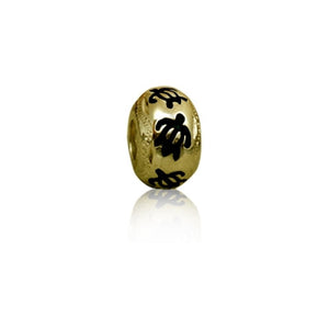 Sterling Silver Hawaiian Gold Black Enamel Honu Bead