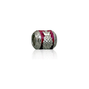 Sterling Silver Hawaiian Pineapple with Fuschia Enamel Bead