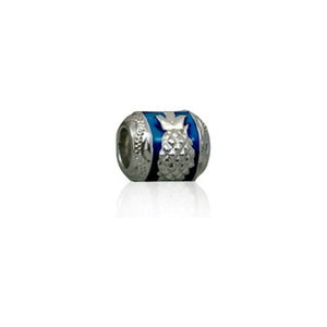 Sterling Silver Hawaiian Pineapple with Blue Enamel Bead