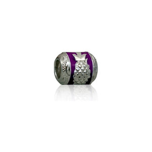 Sterling Silver Hawaiian Pineapple with Purple Enamel Bead