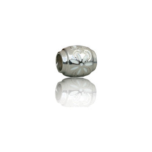 Sterling Silver Hawaiian Rhodium White Enamel Tiare Bead