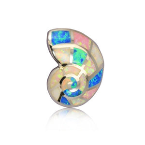 Sterling Silver Hawaiian Rainbow Opal Sea Snail Pendant