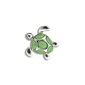 Sterling Silver Hawaiian Green Turquoise Sea Turtle Pendant