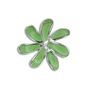 Sterling Silver Hawaiian Green Turquoise Tiare Pendant