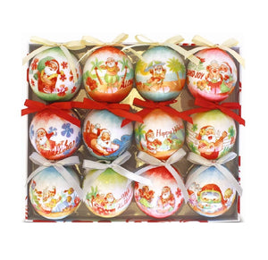 ORNAMENT PAPER BALL / SANTA ISLAND HOLIDAY 12 PACK - 15313