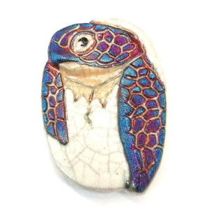 Raku Turtle Hatchling Magnet