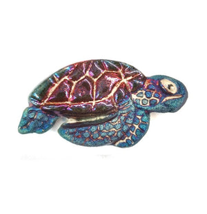 Raku Brown Sea Turtle Magnet