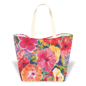 HIBISCUS IMPRESSION TROPICAL BEACH TOTE